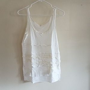 J. Crew white tank with ruffles, size small
